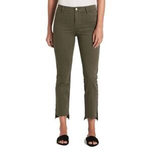 Frame Le High Jeans Straight Distressed Hem Mid Rise in Military Green Size 2